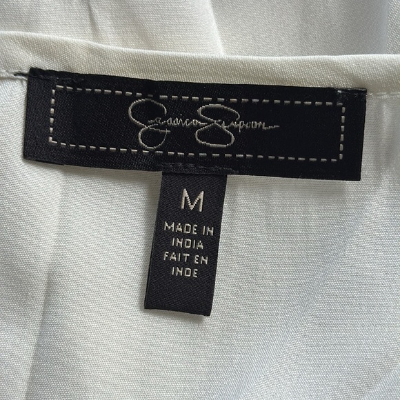 Jessica Simpson white semi sheer spaghetti strap pleated front tank top medium - Picture 11 of 12
